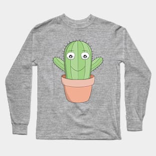 A cute smiling cactus Long Sleeve T-Shirt